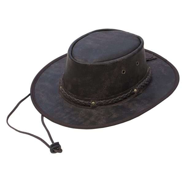 wombat distressed leather hat