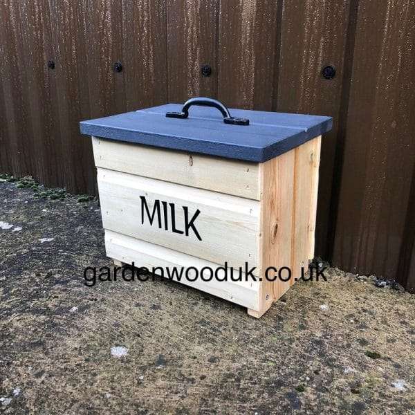 6GB Dark Grey 1 Handmade Wooden Doorstep Milk Box Suitable to fit 6x 1pt Glass Bottles. Price includes UK Mainland Delivery. Surcharges may apply to remote areas.  