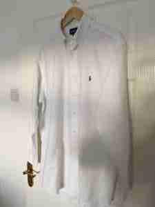 IMG 5051 Lovely crisp clean white big shirt laid flat 26 inches pit to pit and 33 inches length from the collar hardly worn