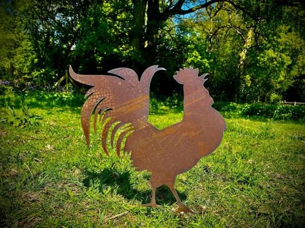 WELCOME TO THE RUSTIC GARDEN ART SHOP Here we have one of our. Rustic Metal Cockerel Garden Art Sculpture Sizes & Measurements:
39cm x 39cm Made From 2mm Mild Steel.