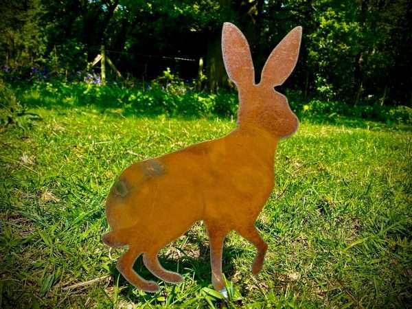 WELCOME TO THE RUSTIC GARDEN ART SHOP Here we have one of our. Rustic Metal Rabbit Hare Garden Art Sculpture Sizes & Measurements:
17cm x 25cm Made From 2mm Mild Steel.