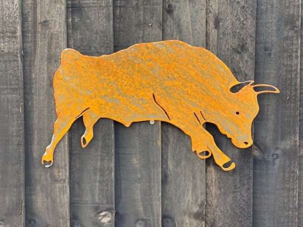 WELCOME TO THE RUSTIC GARDEN ART SHOP Here we have one of our. Small Exterior Bull Cow Cattle Spanish Toro Garden Wall House Gate Sign Hanging Rustic Rusty Metal Art Sizes & Measurements: 41cm x 22cm Made From 2mm Mild Steel.