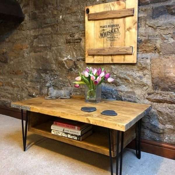FB IMG 1645296624008 Handmade rustic coffee table / Reclaimed coffee table / Hairpin legs