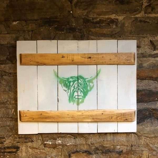 FB IMG 1645296630803 1 Handmade Highland cow wooden wall plaque / Wooden wall art / Highland cow wall hanging  