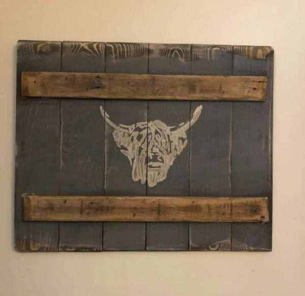 FB IMG 1645296699765 1 Handmade Highland cow wooden wall plaque / Wooden wall art / Highland cow wall hanging  