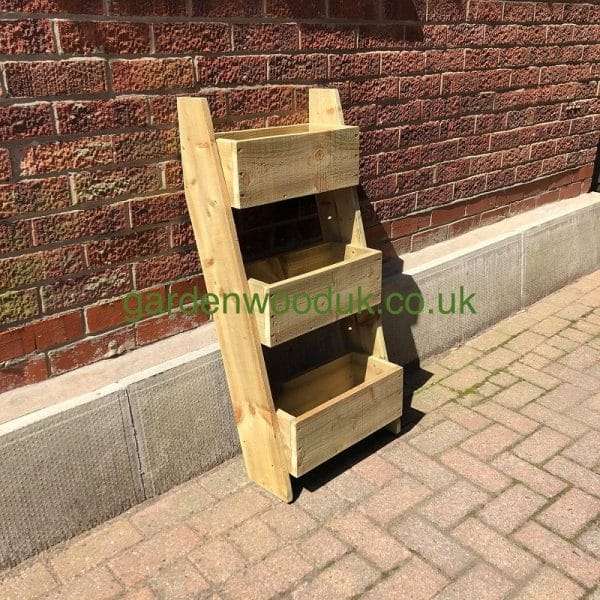 Rustic 2 Tier Leaning 450mm 4 Handmade 3 Tier Planter Perfect for growing your own Herbs, Strawberries etc. Price includes UK Mainland Delivery. Surcharges may apply to remote areas.