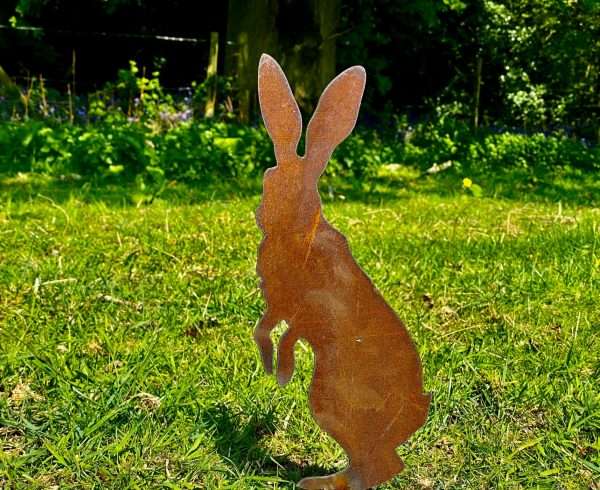 WELCOME TO THE RUSTIC GARDEN ART SHOP Here we have one of our. Large Rustic Metal Peter Rabbit Hare Garden Art Sculpture Sizes & Measurements: 75cm x 33cm Made From 3mm Mild Steel.