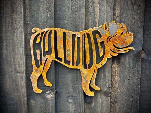 WELCOME TO THE RUSTIC GARDEN ART SHOP Here we have one of our. Exterior Bulldog Dog Garden Wall House Gate Sign Hanging Metal Art Sizes & Measurements:
20cm x 30cm Made From 2mm Mild Steel.
