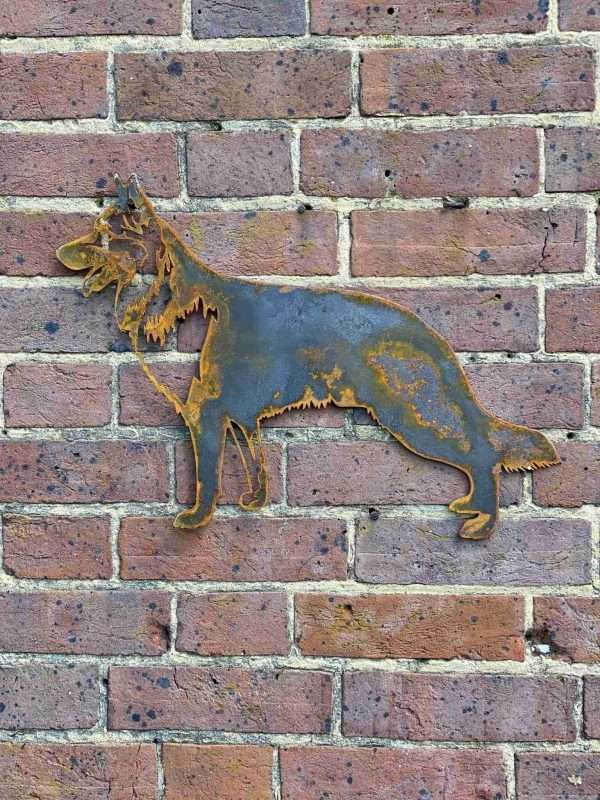 il fullxfull.2291504450 71ly scaled WELCOME TO THE RUSTIC GARDEN ART SHOP Here we have one of our. Large Exterior German Sheperd Alsatian Guard Dog Garden Wall House Gate Sign Hanging Rustic Rusty Metal Art Sizes & Measurements: 80cm x 50cm Made From 2mm Mild Steel.