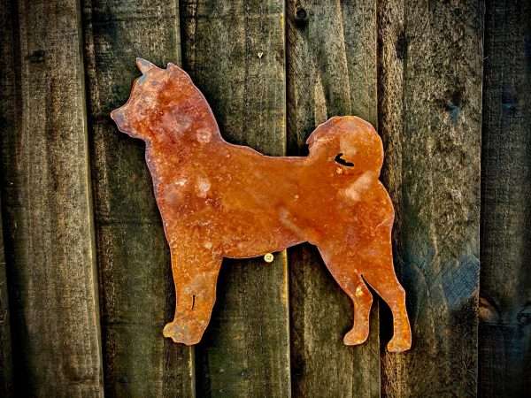 WELCOME TO THE RUSTIC GARDEN ART SHOP Here we have one of our. Small Exterior American Akita Husky Dog Garden Wall Hanger House Gate Sign Hanging Metal Art Sizes & Measurements: 25cm x 25cm Made From 2mm Mild Steel.