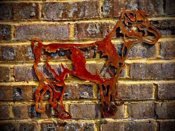 WELCOME TO THE RUSTIC GARDEN ART SHOP Here we have one of our. Medium Exterior Rustic Rusty Jack Russel Dog Garden Wall Hanger House Gate Sign Hanging Metal Art Sculpture Sizes & Measurements:
30x37cm Made From 2mm Mild Steel.