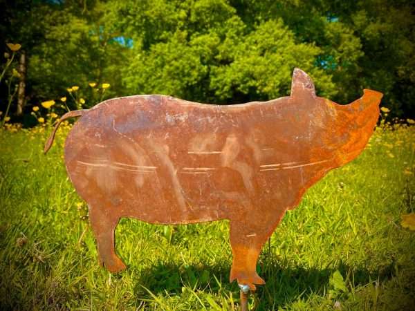 WELCOME TO THE RUSTIC GARDEN ART SHOP Here we have one of our. Small Exterior Rustic Rusty Metal Pig Piggie Snout Farm Animal Garden Stake Art Sculpture Gift Sizes & Measurements: 20cm x 13cm Made From 2mm Mild Steel.