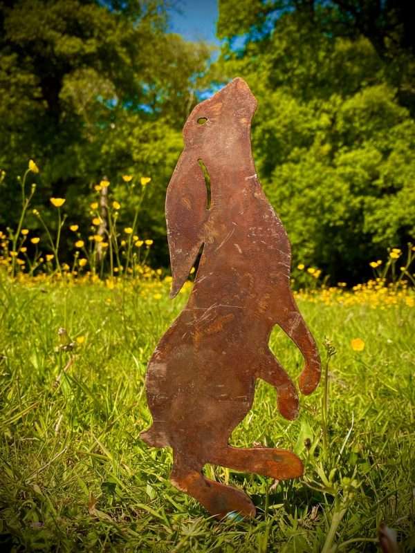 WELCOME TO THE RUSTIC GARDEN ART SHOP Here we have one of our. Small Exterior Rustic Rusty Metal Moon Hare Rabbit Garden Stake Art Sculpture Gift Sizes & Measurements: 25cm x 11cm Made From 2mm Mild Steel