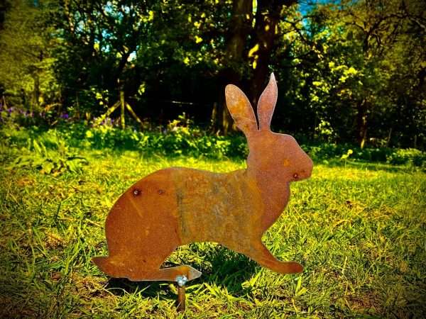 WELCOME TO THE RUSTIC GARDEN ART SHOP Here we have one of our. Rustic Metal Rabbit Hare Garden Art Sculpture Sizes & Measurements:
38cm x 22cm Made From 2mm Mild Steel.
