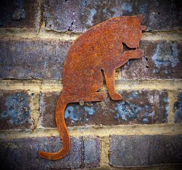 WELCOME TO THE RUSTIC GARDEN ART SHOP Here we have one of our. Small Exterior Cat Washing Feline Garden Wall House Gate Fence Shed Sign Hanging Metal Rustic Bird Bath Bird Feeder Art Gift Sizes & Measurements:
22cm x 18cm Made From 2mm Mild Steel.
.