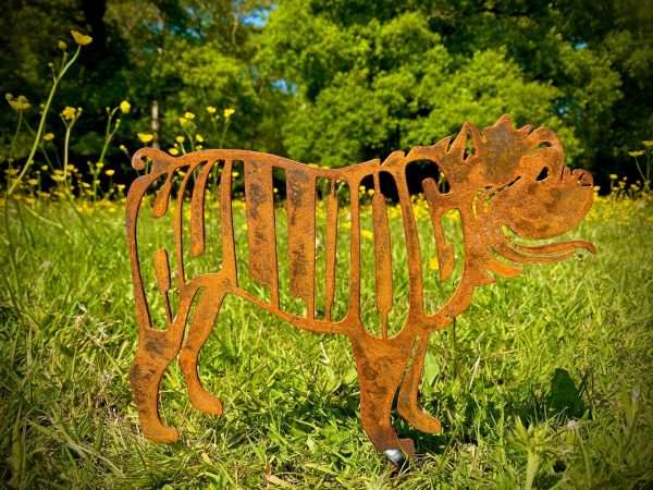 WELCOME TO THE RUSTIC GARDEN ART SHOP Here we have one of our. Small Rustic Metal Exterior Rusty Bulldog Dog Garden Art Sculpture Sizes & Measurements: 20cm x 30cm Made From 2mm Mild Steel.
