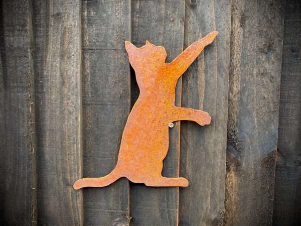 WELCOME TO THE RUSTIC GARDEN ART SHOP Here we have one of our. Exterior Cat Playing Feline Garden Wall House Gate Fence Shed Sign Hanging Metal Rustic Bird Bath Bird Feeder Art Gift Sizes & Measurements:
50cm x 40cm Made From 2mm Mild Steel.