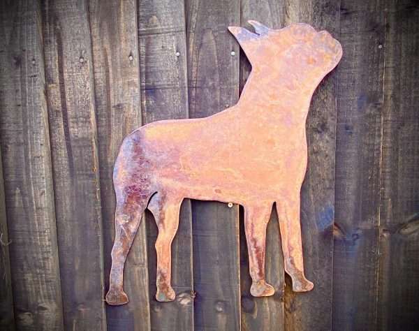 WELCOME TO THE RUSTIC GARDEN ART SHOP Here we have one of our. Large Exterior Boston Terrier Dog Small Pet Dog Art Garden Wall House Gate Sign Hanging Rustic Rusty Metal Art Sizes & Measurements: 45cm x 40cm Made From 2mm Mild Steel.