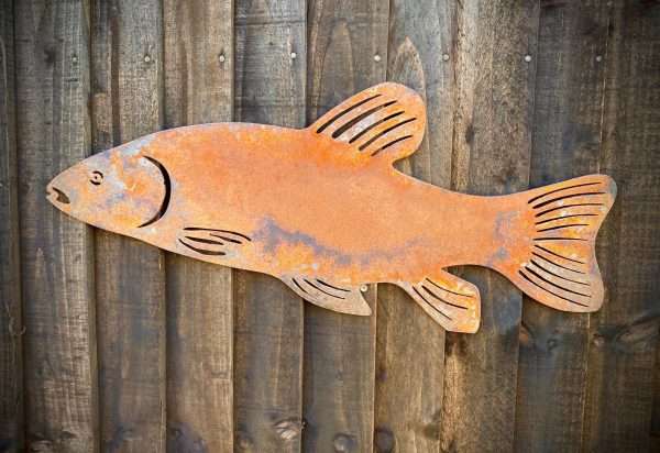 WELCOME TO THE RUSTIC GARDEN ART SHOP Here we have one of our. Small Rustic Exterior Tench Fish Fishing Fisherman Angler Shed Sign Garden Wall House Gate Sign Rusty Hanging Metal Art Gift Sizes & Measurements:
30cm x 13cm Made From 2mm Mild Steel.