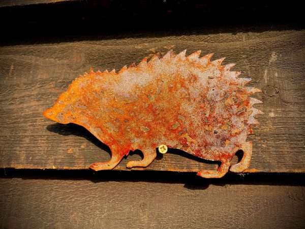 WELCOME TO THE RUSTIC GARDEN ART SHOP Here we have one of our. Medium Exterior Hedgehog Garden Wall House Gate Sign Hanging Rusty Rustic Metal Art Sizes & Measurements: 34cm x 20cm Made From 2mm Mild Steel.