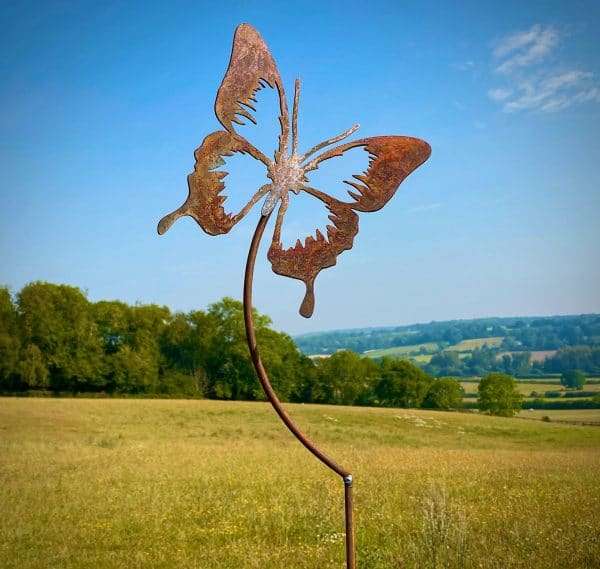 WELCOME TO THE RUSTIC GARDEN ART SHOP Here we have one of our. Exterior Rustic Metal Butterfly Garden Stake Yard Art Lawn Flower Bed Vegetable Patch Rusty Sculpture Gift Sizes & Measurements:
50cm x 46cm
(excluding arched stake) **PLEASE NOTE ALL STAKES ARE HAND BENT SO NO TWO WILL BE THE SAME - APPROX 70CM**