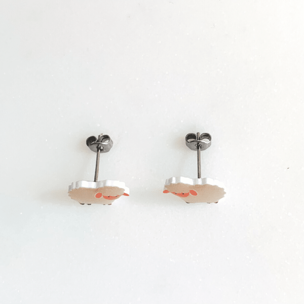 Untitled design 6 4 Wooly sheep stud earrings, Handmade in the UK, nickel free, gift bag provided, suitable for sensitive ears, lightweight, perfect for gift giving.