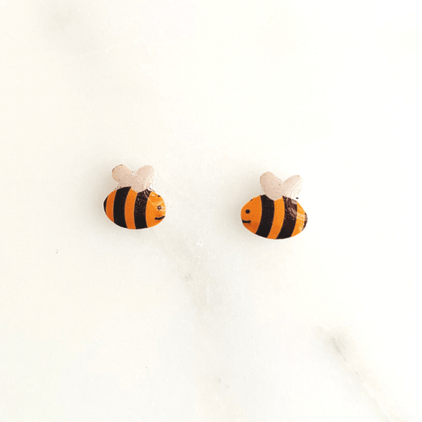 front of bee earrings by Cute Earrings uk