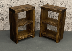 download 13 Solid Wood Rustic Side Table / Bedside Table Chunky Reclaimed timber style Hand Sanded to super smooth and Finished with a Choice of waxes 60cm High x 40cm Wide x 22cm Deep **FREE DELIVERY**   Handmade from environmentally reclaimed pine timber and now finished buy hand in our workshops in the heart of the new forest *****PLEASE NOTE DUE TO TIMBER SHORTAGES IN THE UK SOME DELIVERIES MAY BE SLIGHTLY DELAYED, WE WILL ENDEAVOR TO KEEP THIS TO A MINIMUM WHILST PROVIDING THE SAME GREAT VALUE TO OUR CUSTOMERS. MANY THANKS THE NFC TEAM******