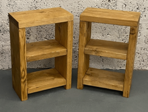 download 15 Solid Wood Rustic Side Table / Bedside Table Chunky Reclaimed timber style Hand Sanded to super smooth and Finished with a Choice of waxes 60cm High x 40cm Wide x 22cm Deep **FREE DELIVERY**   Handmade from environmentally reclaimed pine timber and now finished buy hand in our workshops in the heart of the new forest *****PLEASE NOTE DUE TO TIMBER SHORTAGES IN THE UK SOME DELIVERIES MAY BE SLIGHTLY DELAYED, WE WILL ENDEAVOR TO KEEP THIS TO A MINIMUM WHILST PROVIDING THE SAME GREAT VALUE TO OUR CUSTOMERS. MANY THANKS THE NFC TEAM******