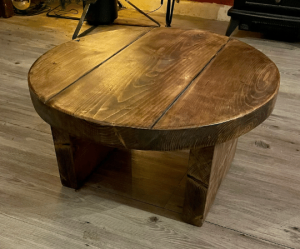 download 16 Solid Wood Rustic Industrial Round Coffee Table Extra Chunky Reclaimed timber style Range of diameter available up to 80cm Hand Sanded to super smooth and Finished with a dark oak, rustic pine or jacobean wax Solid wood table 26.5cm High x 4.5cm thick Please check out our shop for more great pieces If you cant see the size you are after please message us as we are more than happy to create custom sizes for you. **FREE DELIVERY** Handmade from environmentally sourced pine timber andnow finished buy hand in a dark oak wax in our workshops in the heart of the New Forest Please note that due to the rustic design and style of the piece that the wood will take the stain differently Kind Regards Ben and Esther at New Forest Countryside *****PLEASE NOTE DUE TO TIMBER SHORTAGES IN THE UK SOME DELIVERIES MAY BE SLIGHTLY DELAYED, WE WILL ENDEAVOR TO KEEP THIS TO A MINIMUM WHILST PROVIDING THE SAME GREAT VALUE TO OUR CUSTOMERS. MANY THANKS THE NFC TEAM******