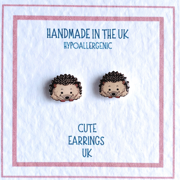 Hedgehog earrings by Cute Earrings UK