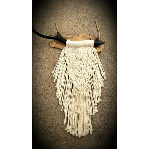 274568100 100812655885539 7539926840527379686 n MACRAME WALL HANGING ON ANTLER AND DRIFTWOOD