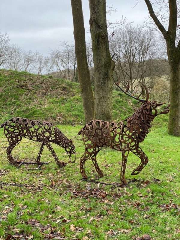 3.4 SIZE STAG DOE SCULPTURE Elliott of London 3/4 Size Stag and Doe Sculpture Handcrafted In Hertfordshire - Made From Upcycled Horseshoes To Create An Organic Rustic Colour & Texture Available As A Pair Or Individually 3/4 Size Stag £2800 3/4 Size Doe £2200 Pair £4,250.00 Approx Dimensions TBC All Enquires Welcome Worldwide Shipping Available! All Commissions Welcome www.elliottoflondon.co.uk info@elliottoflondon.co.uk     #stag #doe #redstag #sculpture #sculptors #elliottoflondon #horseshoes #horseshoe #horseshoeart #artist #british #handcrafted #handmade #rustic #gardendesign #rural #gardenart #garden #countryliving #thefield #bespoke