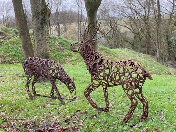 3.4 SIZE STAG DOE SCULPTURE Gallery 1 Elliott of London 3/4 Size Stag and Doe Sculpture Handcrafted In Hertfordshire - Made From Upcycled Horseshoes To Create An Organic Rustic Colour & Texture Available As A Pair Or Individually 3/4 Size Stag £2800 3/4 Size Doe £2200 Pair £4,250.00 Approx Dimensions TBC All Enquires Welcome Worldwide Shipping Available! All Commissions Welcome www.elliottoflondon.co.uk info@elliottoflondon.co.uk     #stag #doe #redstag #sculpture #sculptors #elliottoflondon #horseshoes #horseshoe #horseshoeart #artist #british #handcrafted #handmade #rustic #gardendesign #rural #gardenart #garden #countryliving #thefield #bespoke