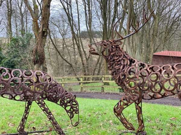 3.4 SIZE STAG DOE SCULPTURE Gallery 3 Elliott of London 3/4 Size Stag and Doe Sculpture Handcrafted In Hertfordshire - Made From Upcycled Horseshoes To Create An Organic Rustic Colour & Texture Available As A Pair Or Individually 3/4 Size Stag £2800 3/4 Size Doe £2200 Pair £4,250.00 Approx Dimensions TBC All Enquires Welcome Worldwide Shipping Available! All Commissions Welcome www.elliottoflondon.co.uk info@elliottoflondon.co.uk     #stag #doe #redstag #sculpture #sculptors #elliottoflondon #horseshoes #horseshoe #horseshoeart #artist #british #handcrafted #handmade #rustic #gardendesign #rural #gardenart #garden #countryliving #thefield #bespoke