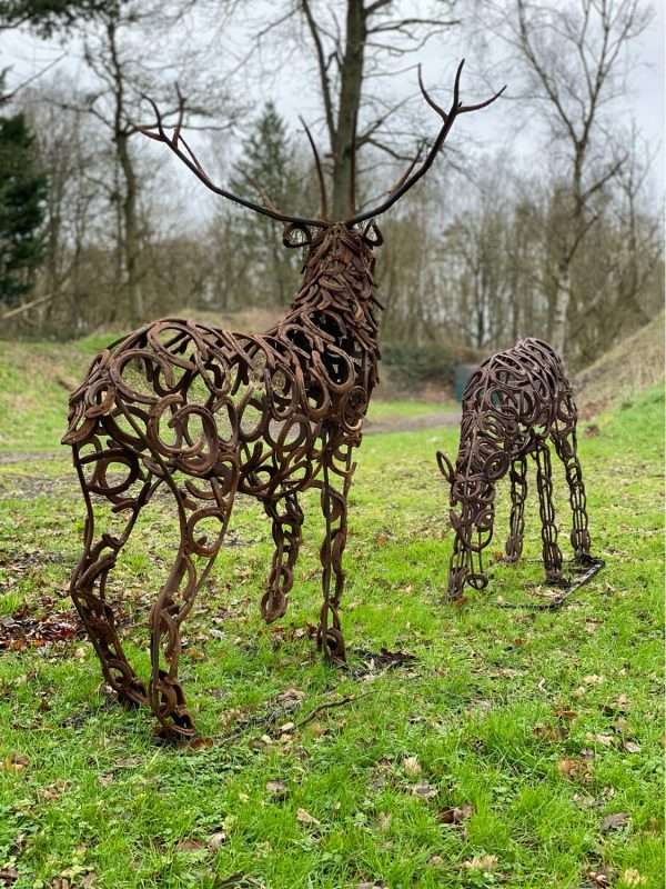3.4 SIZE STAG DOE SCULPTURE Gallery 5 Elliott of London 3/4 Size Stag and Doe Sculpture Handcrafted In Hertfordshire - Made From Upcycled Horseshoes To Create An Organic Rustic Colour & Texture Available As A Pair Or Individually 3/4 Size Stag £2800 3/4 Size Doe £2200 Pair £4,250.00 Approx Dimensions TBC All Enquires Welcome Worldwide Shipping Available! All Commissions Welcome www.elliottoflondon.co.uk info@elliottoflondon.co.uk     #stag #doe #redstag #sculpture #sculptors #elliottoflondon #horseshoes #horseshoe #horseshoeart #artist #british #handcrafted #handmade #rustic #gardendesign #rural #gardenart #garden #countryliving #thefield #bespoke