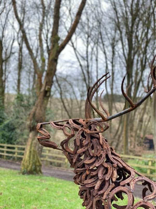 3.4 SIZE STAG DOE SCULPTURE Gallery 8 Elliott of London 3/4 Size Stag and Doe Sculpture Handcrafted In Hertfordshire - Made From Upcycled Horseshoes To Create An Organic Rustic Colour & Texture Available As A Pair Or Individually 3/4 Size Stag £2800 3/4 Size Doe £2200 Pair £4,250.00 Approx Dimensions TBC All Enquires Welcome Worldwide Shipping Available! All Commissions Welcome www.elliottoflondon.co.uk info@elliottoflondon.co.uk     #stag #doe #redstag #sculpture #sculptors #elliottoflondon #horseshoes #horseshoe #horseshoeart #artist #british #handcrafted #handmade #rustic #gardendesign #rural #gardenart #garden #countryliving #thefield #bespoke