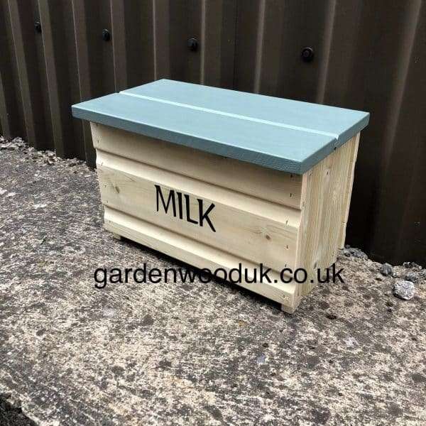 8 GB MILK HINGED Handmade Wooden Doorstep Milk Box Suitable to fit 8x 1pt Glass Bottles. Price includes UK Mainland Delivery. Surcharges may apply to remote areas.  