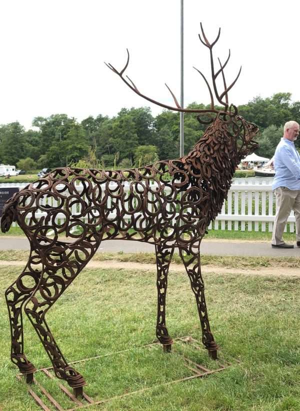 Bellowing Stag Sculpture Gallery 3 NOW SOLD... COMMISSONS WELCOME   Bellowing Stag Sculpture A large full size stag handmade from Upcycled metal horse shoes, grazing in the grass. One of a kind, all handmade and bespoke! Limited Edition 1 of 1 One-Off Sculpture Viewing Welcome - Delivery and Installation Services Available Worldwide Shipping Available! All Commissions Welcome www.elliottoflondon.co.uk info@elliottoflondon.co.uk
