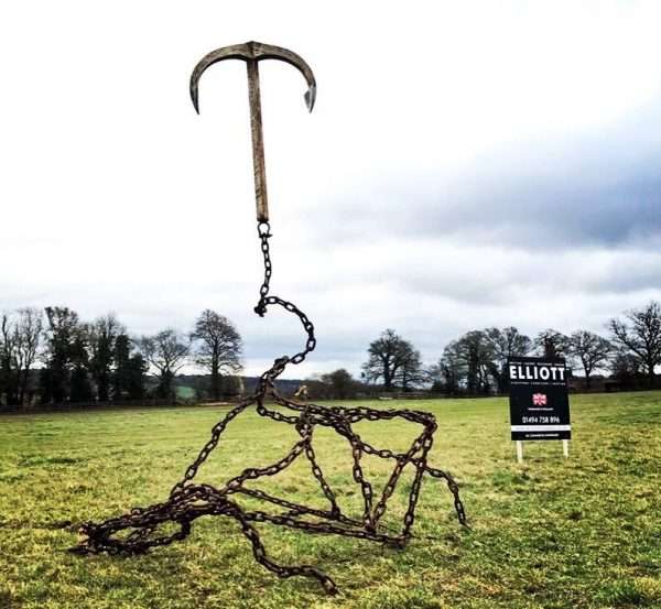 GRAVITY ANCHOR SCULPTURE Gallery 1 Elliott of London 'Gravity Anchor' By Charles Elliott   Our NEW Abstract Anchor Sculpture to raise awareness of Global Warming and Rising Sea Levels. Our suspended Anchor represents what the future may hold for us all!   On show next to the A41 at Hamberlins Farm, Northchurch. It can be seen from the A41 next the local famous blue boat!   Approx 4.5m High x 3.5m x 3.2m For all enquiries call our Studio 01494758896   Worldwide Shipping Available! All Commissions Welcome www.elliottoflondon.co.uk info@elliottoflondon.co.uk