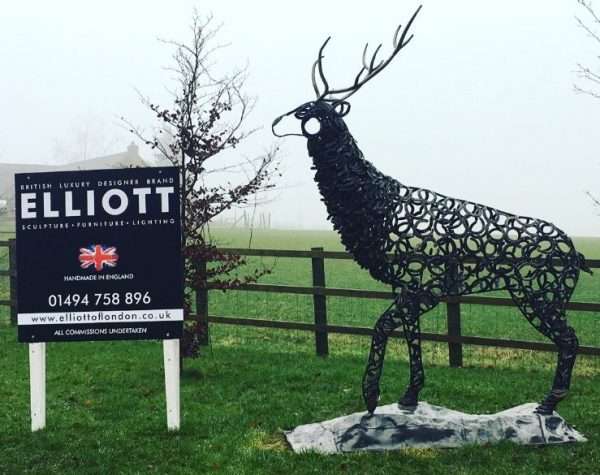 Prancing Stag Sculpture Gallery 7 Limited Edition 1 of 1 One-Off Sculpture Prancing Stag Sculpture Dimensions Can Be Seen At Asheridge Farm, Hertfordshire.   Lead Base Is Included   Delivery & Installation Services available Worldwide Shipping Available! All Commissions Welcome www.elliottoflondon.co.uk info@elliottoflondon.co.uk
