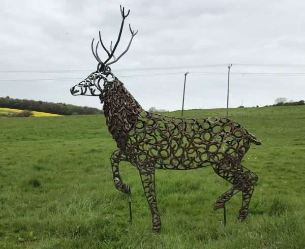 Strutting Stag Sculpture Gallery 3 Limited Edition 1 of 1 One-Off Sculpture A large full size stag handmade from Upcycled horse shoes, stood proud on a lead base to signify a large rock. Can be seen at Honesberie Shooting Ground.   One of a kind, all handmade and bespoke!   Viewing Welcome - Delivery and Installation Services Available Worldwide Shipping Available! All Commissions Welcome www.elliottoflondon.co.uk info@elliottoflondon.co.uk