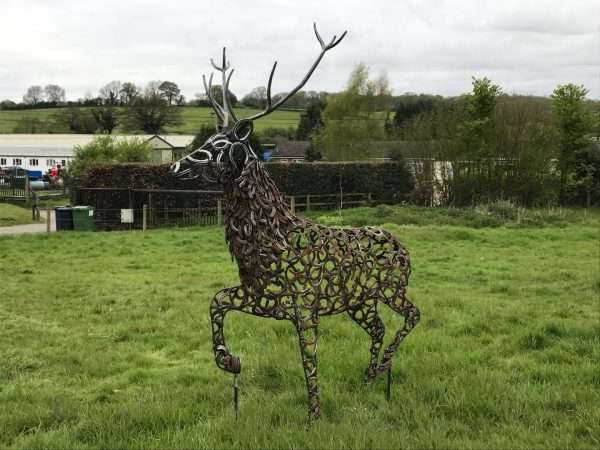 Strutting Stag Sculpture Gallery 4 Limited Edition 1 of 1 One-Off Sculpture A large full size stag handmade from Upcycled horse shoes, stood proud on a lead base to signify a large rock. Can be seen at Honesberie Shooting Ground.   One of a kind, all handmade and bespoke!   Viewing Welcome - Delivery and Installation Services Available Worldwide Shipping Available! All Commissions Welcome www.elliottoflondon.co.uk info@elliottoflondon.co.uk