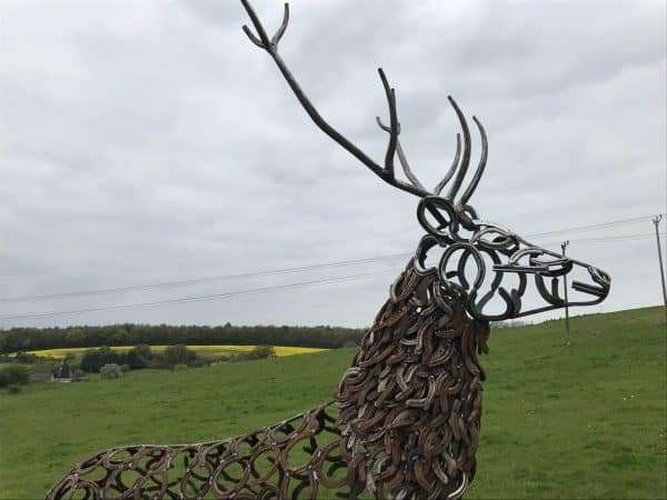 Strutting Stag Sculpture Gallery 5 Limited Edition 1 of 1 One-Off Sculpture A large full size stag handmade from Upcycled horse shoes, stood proud on a lead base to signify a large rock. Can be seen at Honesberie Shooting Ground.   One of a kind, all handmade and bespoke!   Viewing Welcome - Delivery and Installation Services Available Worldwide Shipping Available! All Commissions Welcome www.elliottoflondon.co.uk info@elliottoflondon.co.uk