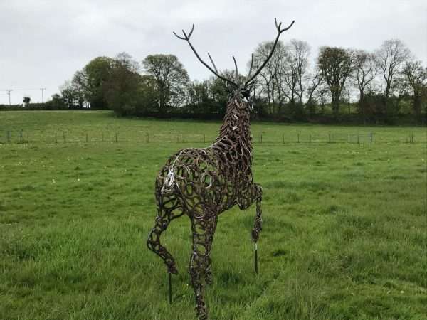 Strutting Stag Sculpture Gallery 7 Limited Edition 1 of 1 One-Off Sculpture A large full size stag handmade from Upcycled horse shoes, stood proud on a lead base to signify a large rock. Can be seen at Honesberie Shooting Ground.   One of a kind, all handmade and bespoke!   Viewing Welcome - Delivery and Installation Services Available Worldwide Shipping Available! All Commissions Welcome www.elliottoflondon.co.uk info@elliottoflondon.co.uk