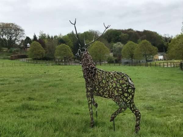 Strutting Stag Sculpture Gallery 8 Limited Edition 1 of 1 One-Off Sculpture A large full size stag handmade from Upcycled horse shoes, stood proud on a lead base to signify a large rock. Can be seen at Honesberie Shooting Ground.   One of a kind, all handmade and bespoke!   Viewing Welcome - Delivery and Installation Services Available Worldwide Shipping Available! All Commissions Welcome www.elliottoflondon.co.uk info@elliottoflondon.co.uk