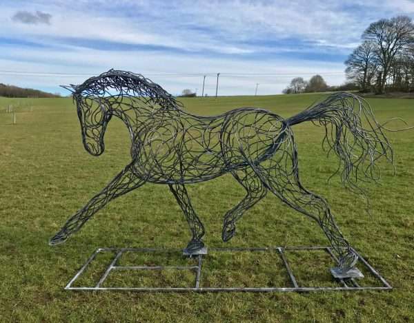 download 3 8 ** SOLD - ALL COMMISSIONS WELCOME ** Full-Sized bespoke handmade Horse sculpture. One of a Kind Handcrafted from 8mm round mild steel to indicate power and flow, luxurious zinc exterior galvanised finish to protect the piece from nature and rust for over 30 years! Made to order, so feel free to contact us! Approx Dimensions: Length 3.5m Height 2.0m Width 1m. Other Finishes Available on request. Worldwide Shipping Available!