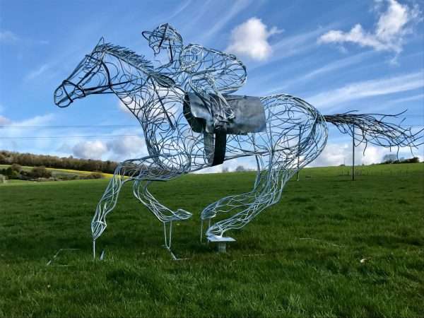 download 64 2 Limited Edition 1 of 1 One-Off Sculpture Full Size Bespoke Race Horse Sculpture Handmade in Buckinghamshire Handcrafted by Charles Elliott from 8mm round mild steel to indicate power and flow, luxurious progressive zinc exterior galvanised finish to protect the piece from nature and rust for over 30 years! We will be donating 5% of the sale price to the Injured Jockey Fund, who help thousands of jockeys whose injuries have forced some of them to give up riding. Delivery and Installation Services Available - Worldwide Shipping and International Delivery Available! Limited Edition 1 of 1 One-Off Sculpture All Enquiries Welcome - Available to Buy, as well as long term and short term hire!   Approx Dimensions: Height 2.4 m Length 4.25 m Width 0.910 m   Studio Office - 01494758896 Charles - 07591730415 Website: www.elliottoflondon.co.uk Email: info@elliottoflondon.co.uk   Please call or email to enquire or to arrange an appointment.   #HorseRacing #RacingUK #HorseRace Equine #Equestrian #Horses #Luxury #Dressage #Sculpture #Sculptor #CharlesElliott #Elliottoflondon #Bespoke #Handmade #Ironwork #Art #Luxurious #lifestyle #Eventing #Horseracing #Showjumping #Showing #Shires #London #Europe #USA #America #Belgium #Holland #Spain #France #Germany #Italy
