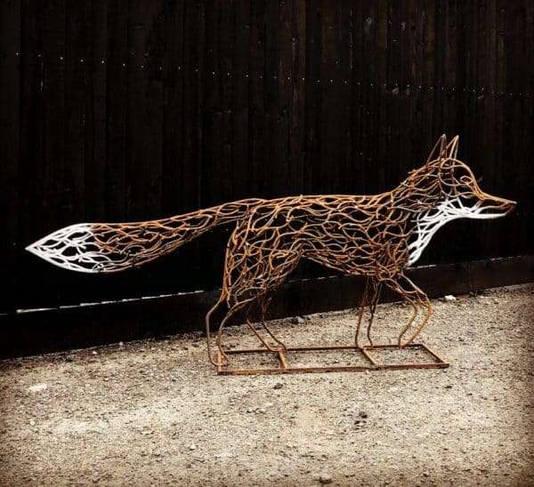 download 68 e1638363975750 The Watching Fox Sculpture One off unique textured finish finished in a progressive rustic finish. Handmade in Buckinghamshire by British Sculpture Charles Elliott & his team   Enlarged not life size - Approx Dimensions H 75cm x L130cm x W 40cm   Worldwide Shipping Available! All Commissions Welcome www.elliottoflondon.co.uk info@elliottoflondon.co.uk