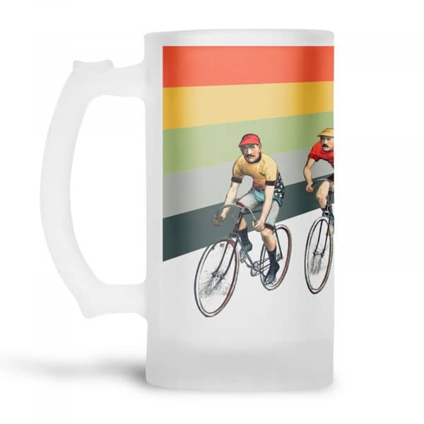 cameron cycling frosted beer stein from mustard and gray